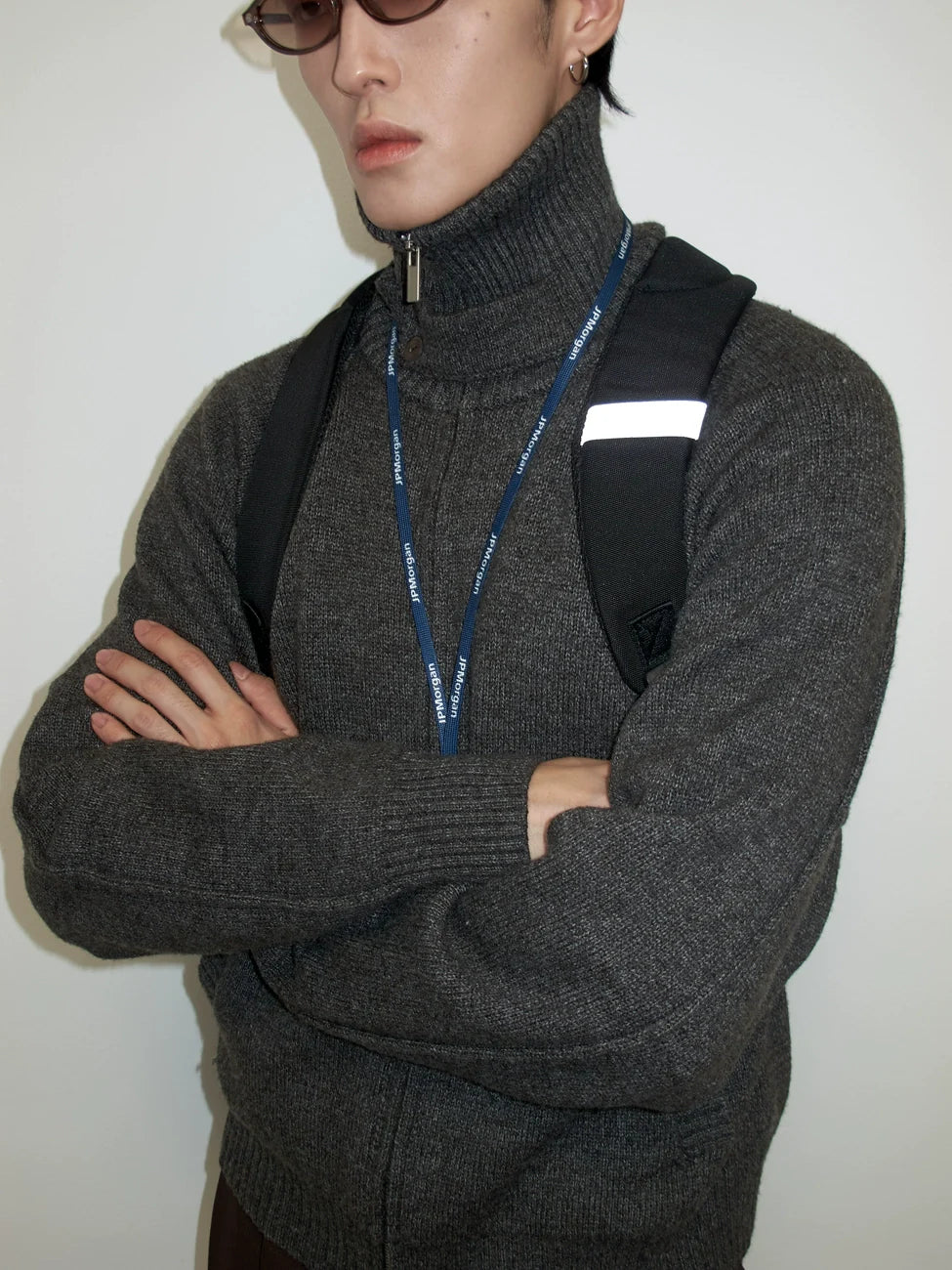 RIB COLLAR ZIP KNIT