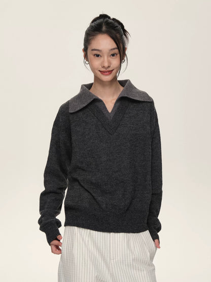 LAYERED  V-NECK WOOL SWEATER