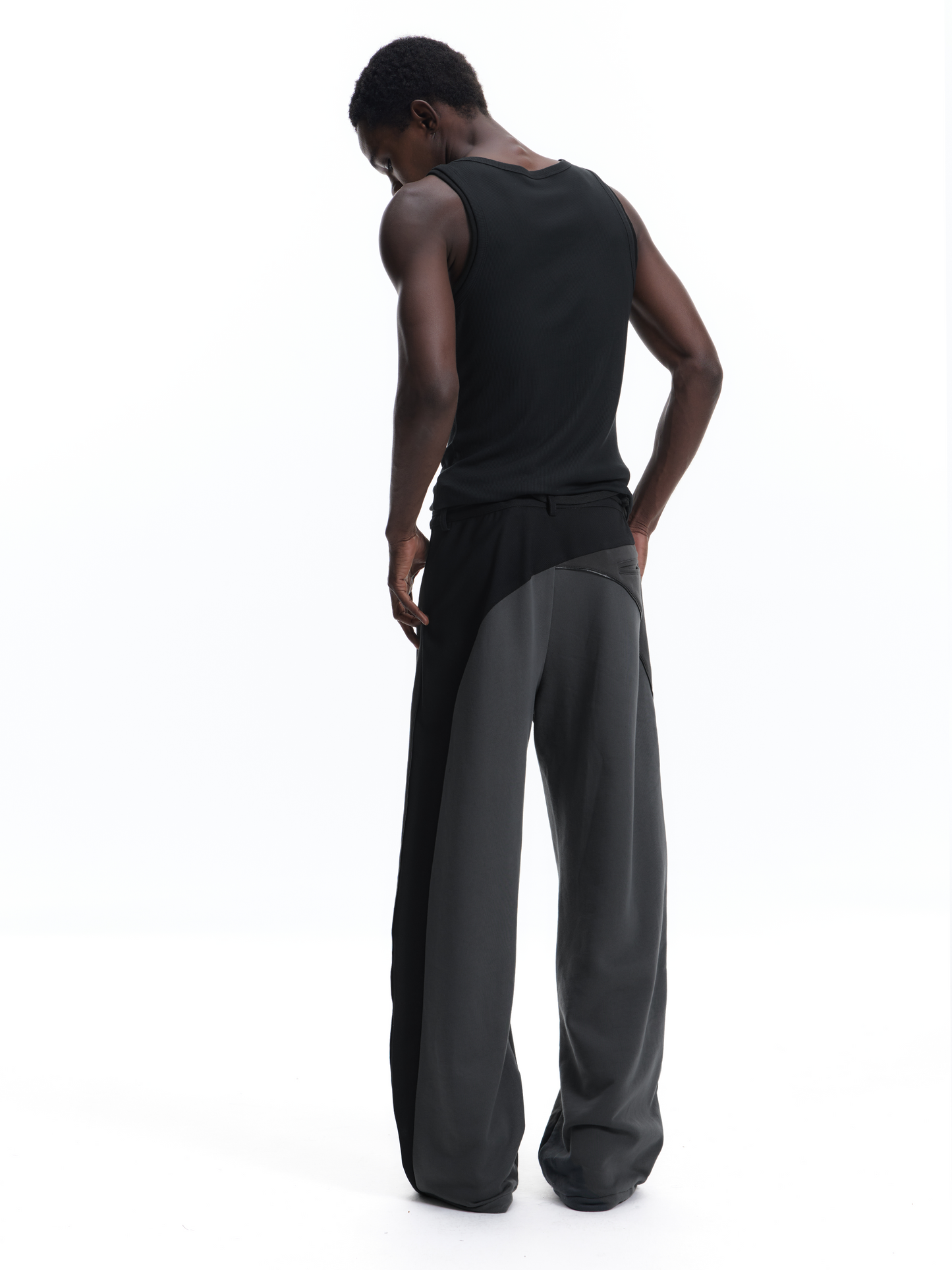 PATCHWORK SWEATPANTS WITH LEATHER CORDS