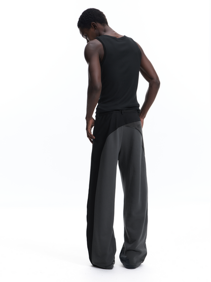 PATCHWORK SWEATPANTS WITH LEATHER CORDS