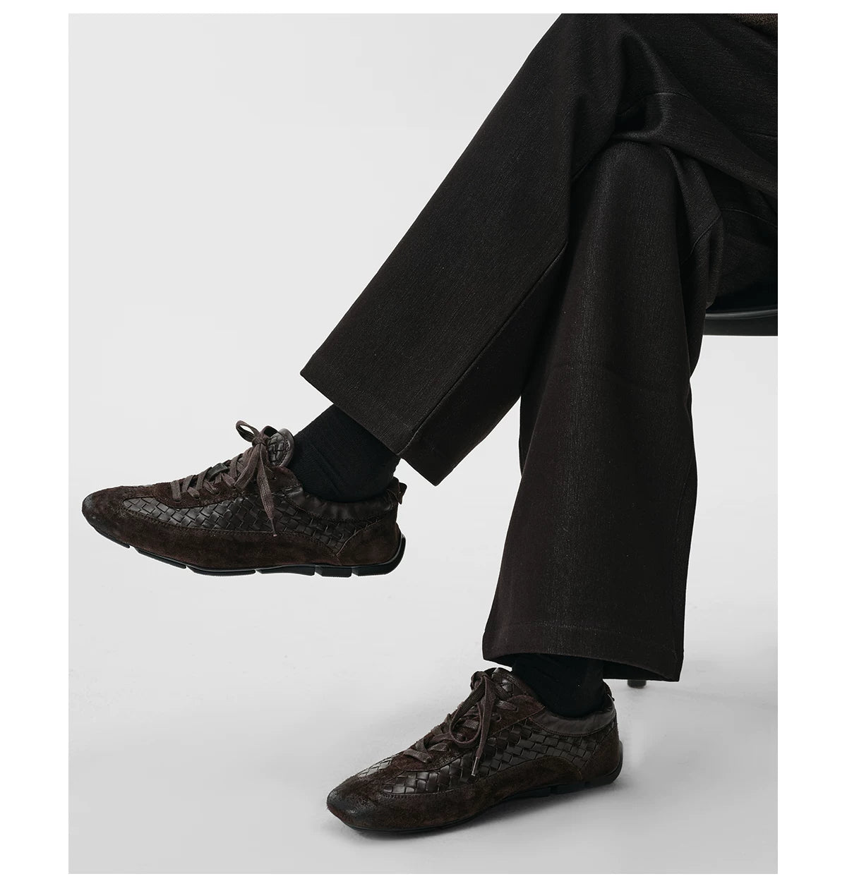 WOVEN SUEDE RACING SHOES ブラウン
