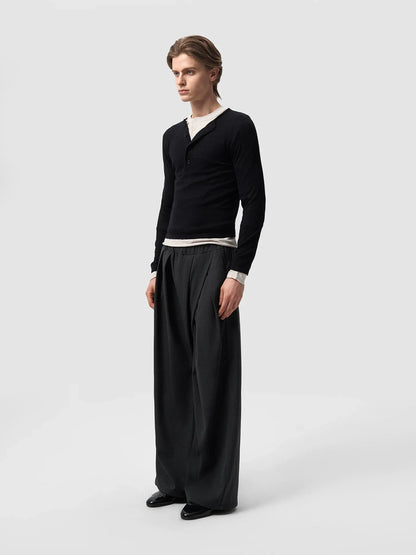 HIGH WAIST PLEATED WIDE LEG PANTS