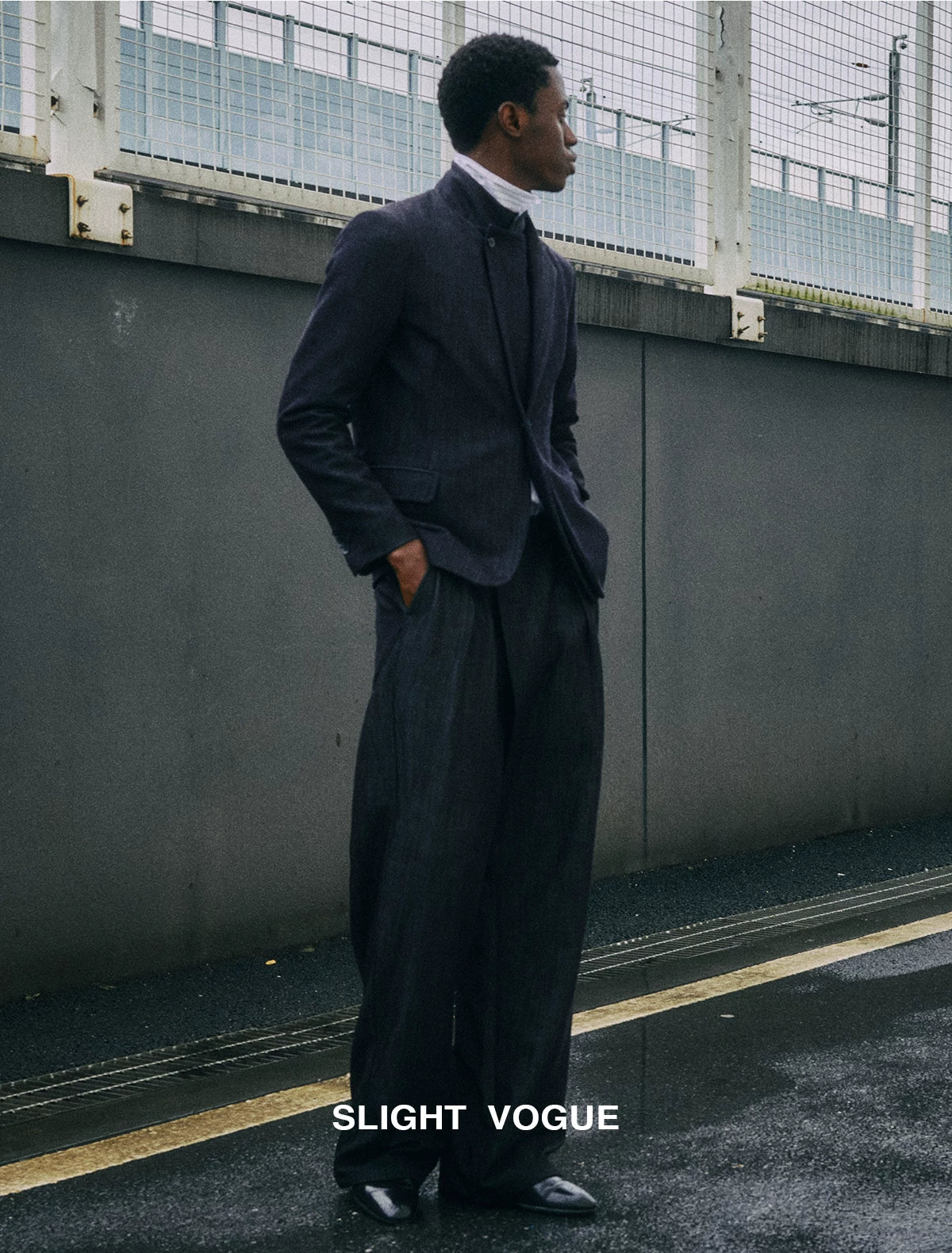 DENIM LOOK SLUB STRAIGHT TROUSERS 6