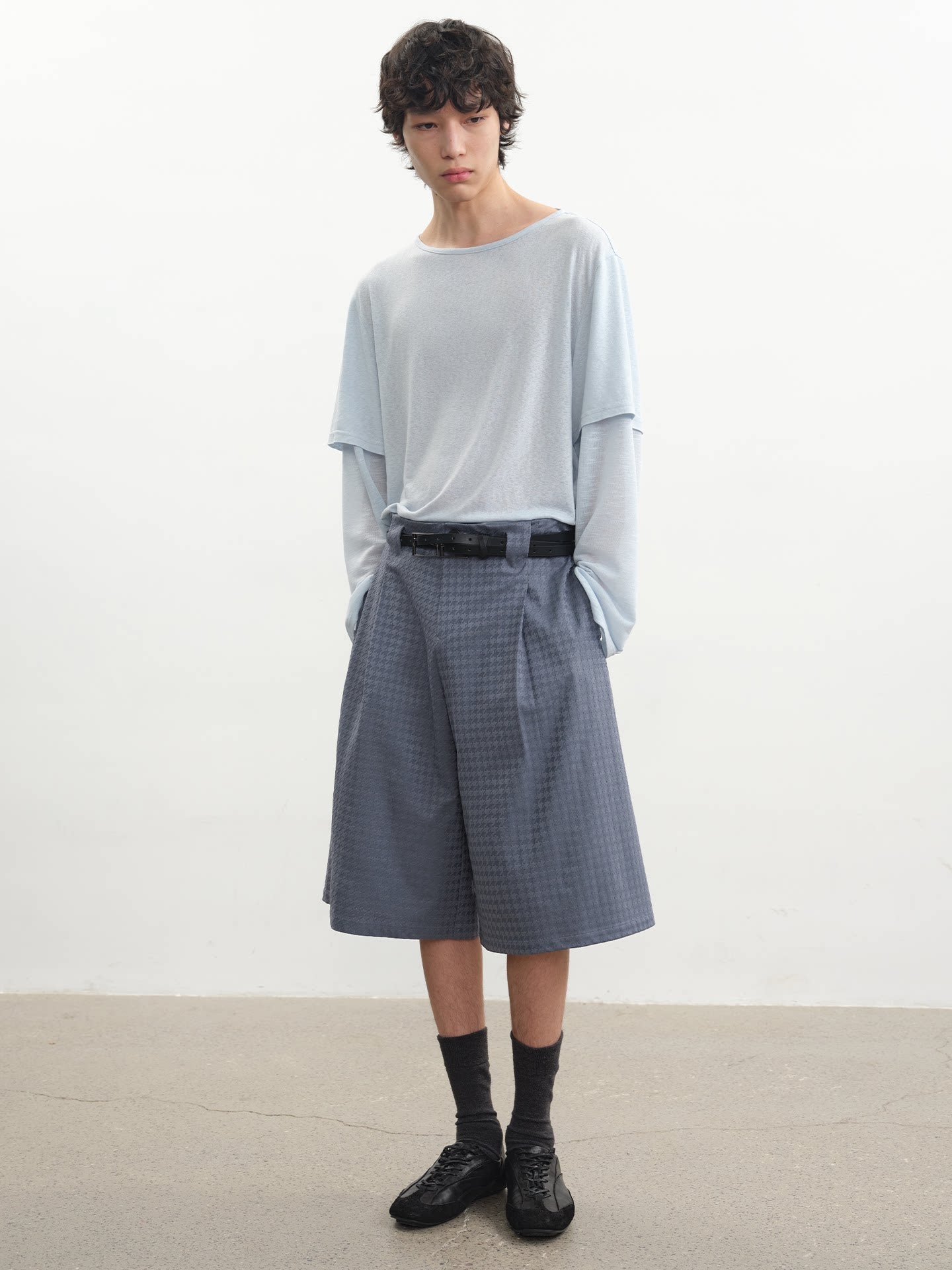 MULTICOLOR PLEATED CHAMBRAY PANTS