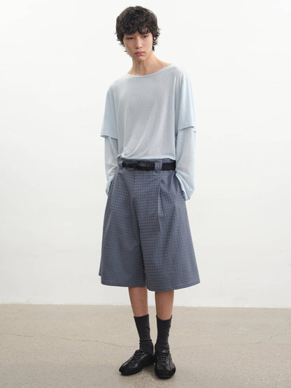 MULTICOLOR PLEATED CHAMBRAY PANTS