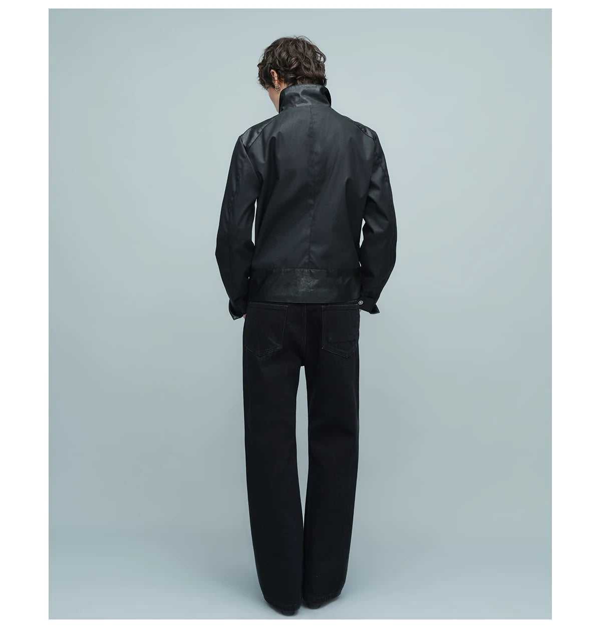 WAXED BUCKLE HEM JACKET ブラック