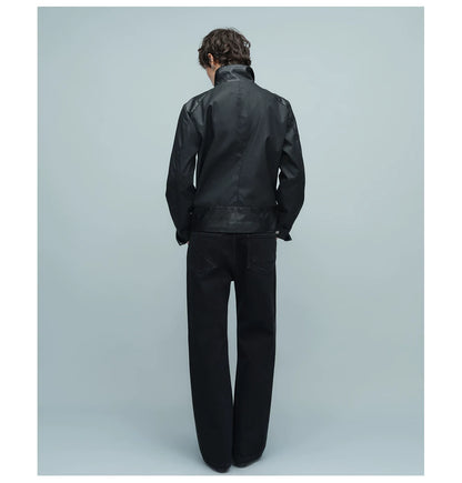 WAXED BUCKLE HEM JACKET ブラック