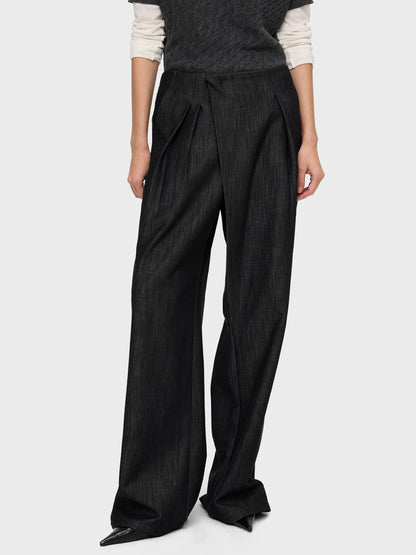 DENIM LOOK SLUB STRAIGHT TROUSERS 3