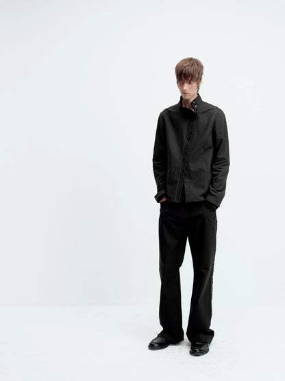 CURVED PLACKET STAND-UP JACKET