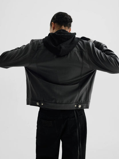 COATED TYPE THREE BIKER JACKET ブラック