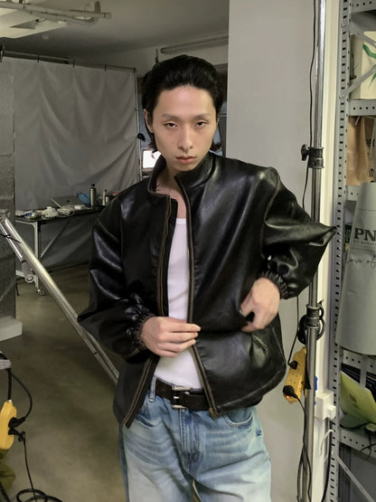 RETRO BOXY LEATHER JACKET