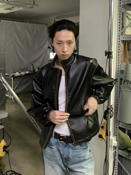 RETRO BOXY LEATHER JACKET