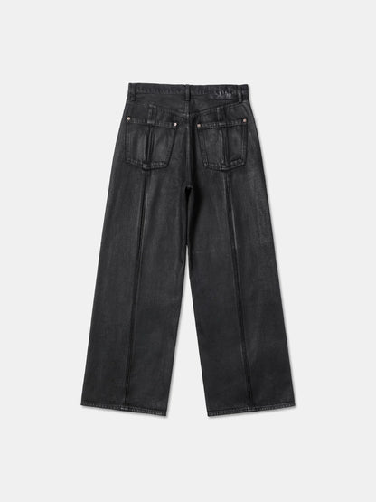 CROPPED A-LINE WAXED JEANS