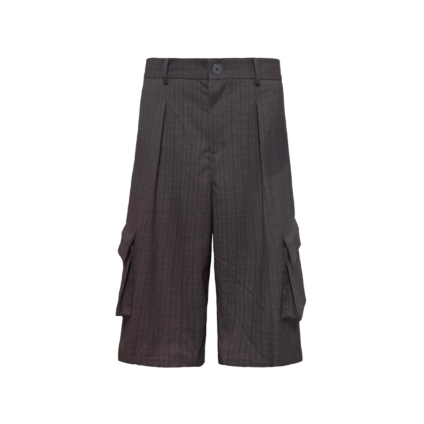 PLAID PLEATED WORK SHORTS