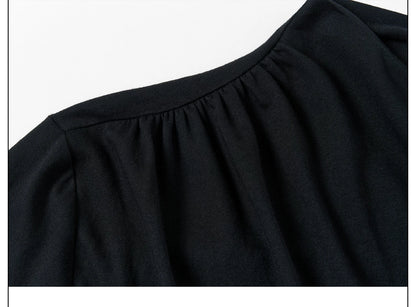 PLEATED HIGH NECK LONG SLEEVE
