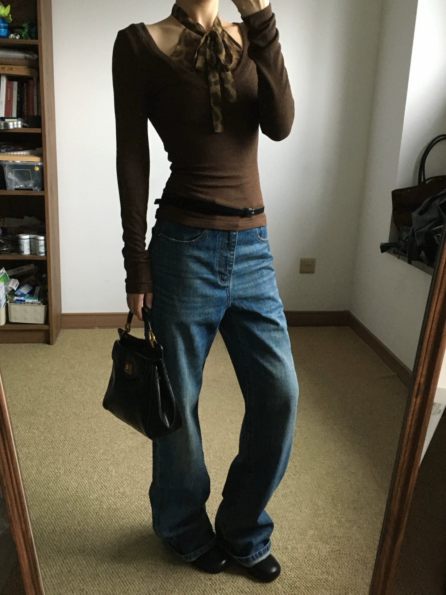 AGED BLUE STRAIGHT LEG JEANS