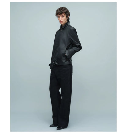 WAXED BUCKLE HEM JACKET ブラック