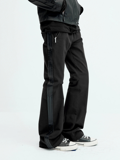 FLARED LEATHER POCKET TROUSERS