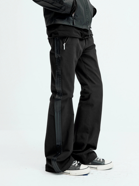 FLARED LEATHER POCKET TROUSERS