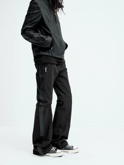 FLARED LEATHER POCKET TROUSERS