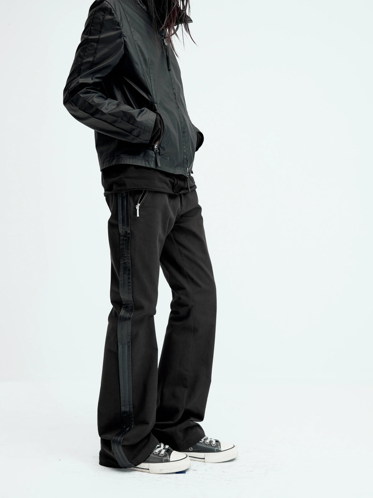 FLARED LEATHER POCKET TROUSERS