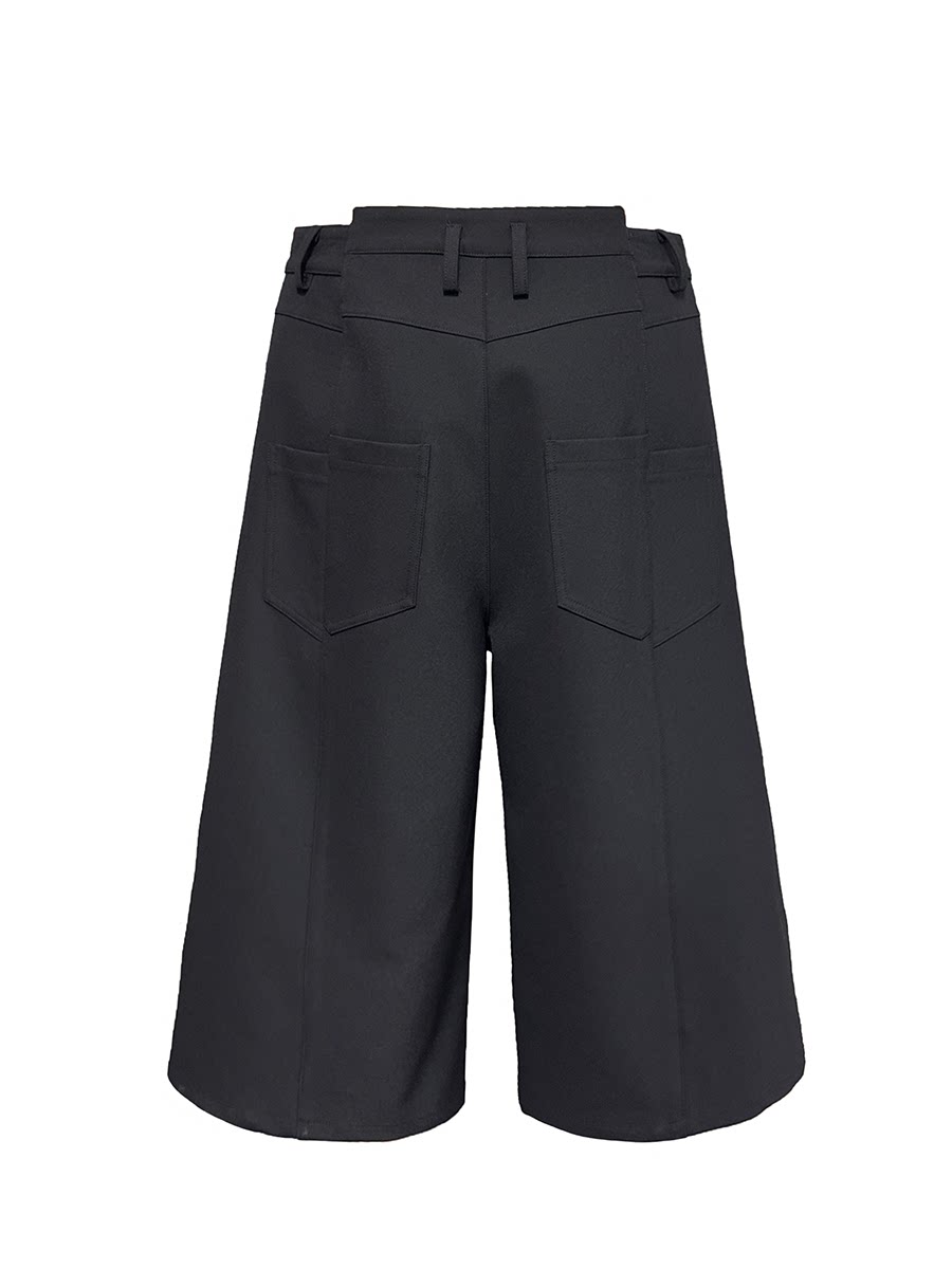 CURVED PLEATED PANTS