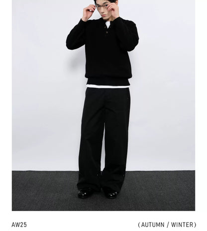STURDY WIDE-CUFF CASUAL PANTS