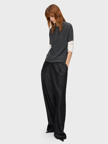 DENIM LOOK SLUB STRAIGHT TROUSERS 22