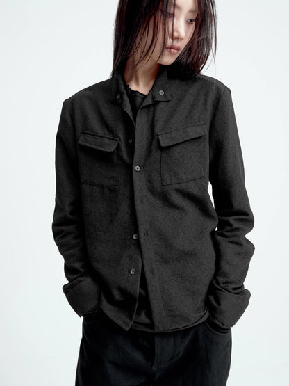 TEXTURED FITTED LONG-SLEEVE SHIRT