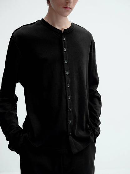 SATIN-TRIM LAYERED CARDIGAN