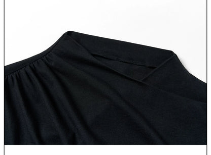 PLEATED HIGH NECK LONG SLEEVE