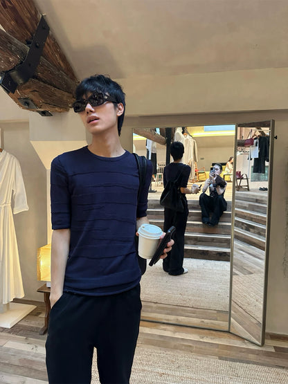 NAVY CAMOUFLAGE KNIT TEE