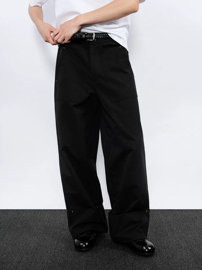 STURDY WIDE-CUFF CASUAL PANTS