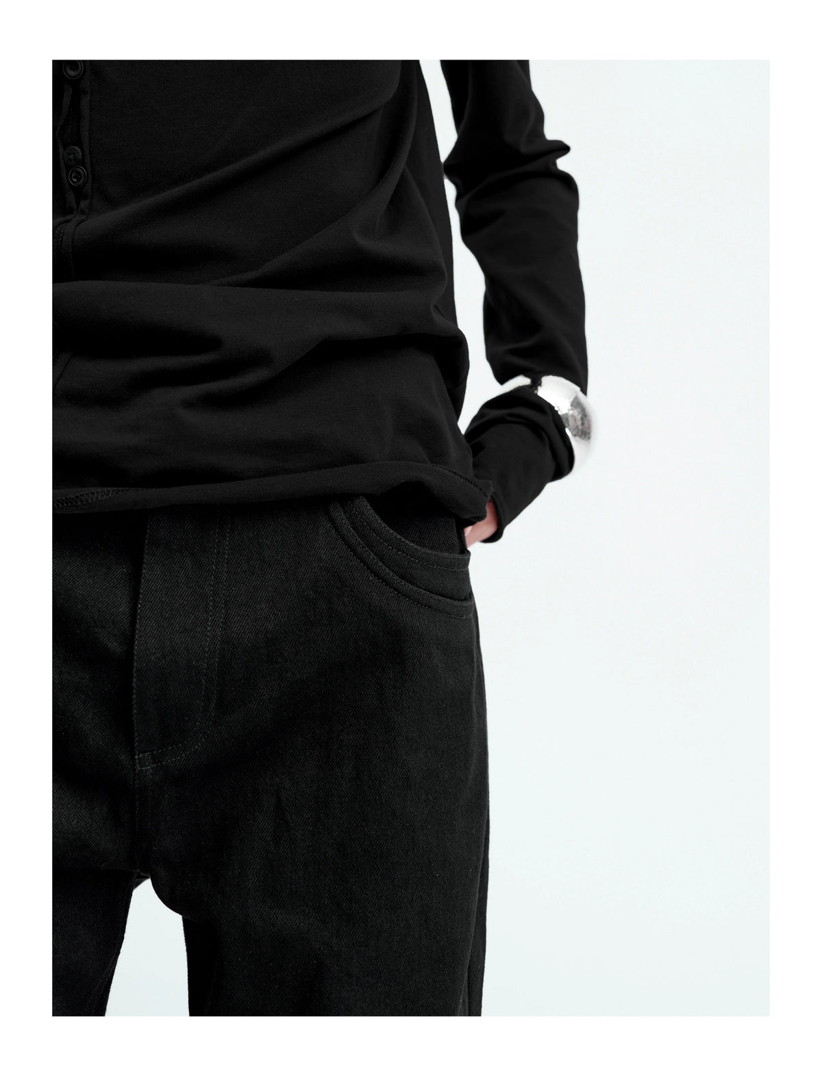 DOUBLE-LAYER PATCHWORK SLIM JEANS