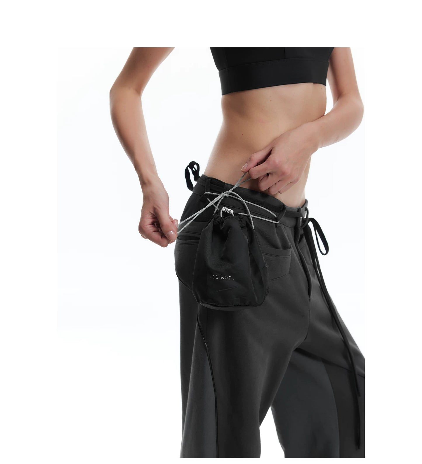 PATCHWORK SWEATPANTS WITH LEATHER CORDS
