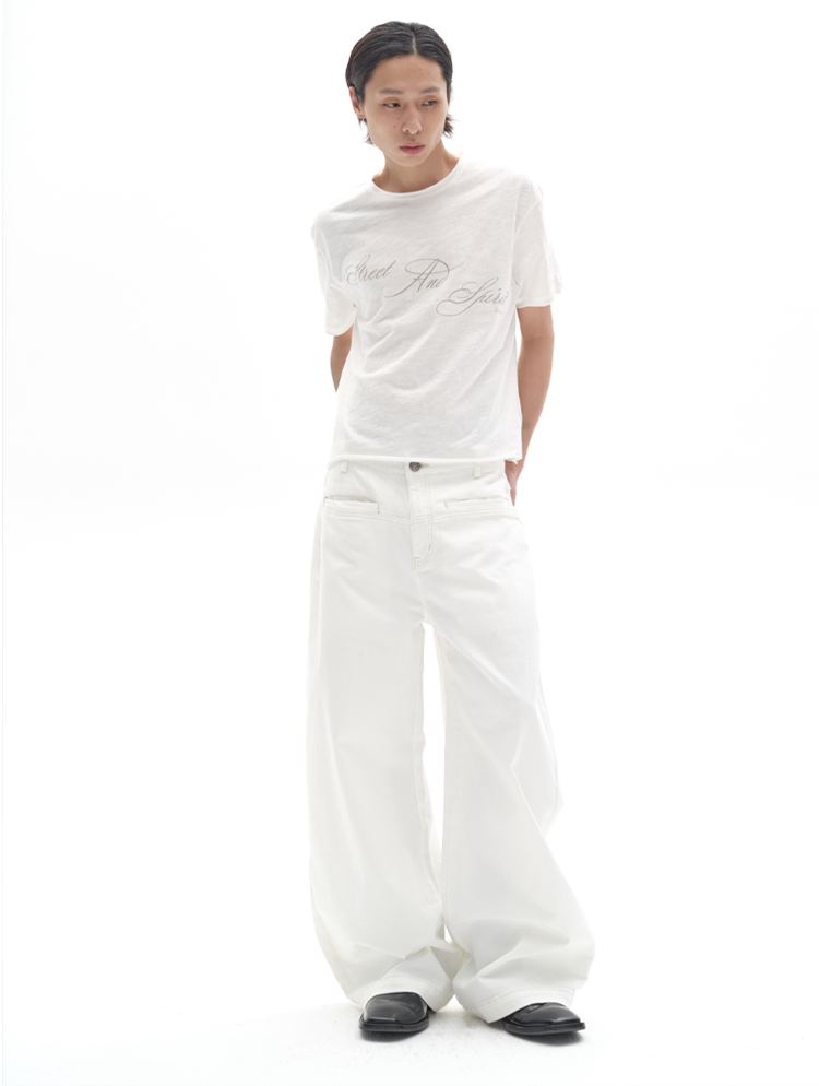ELEGANT WIDE-LEG DENIM PANTS