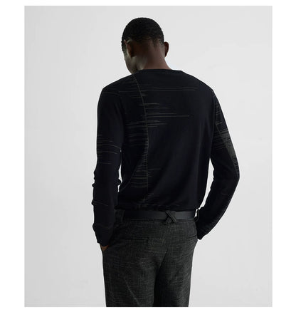 LINE JACQUARD LONG SLEEVE KNIT