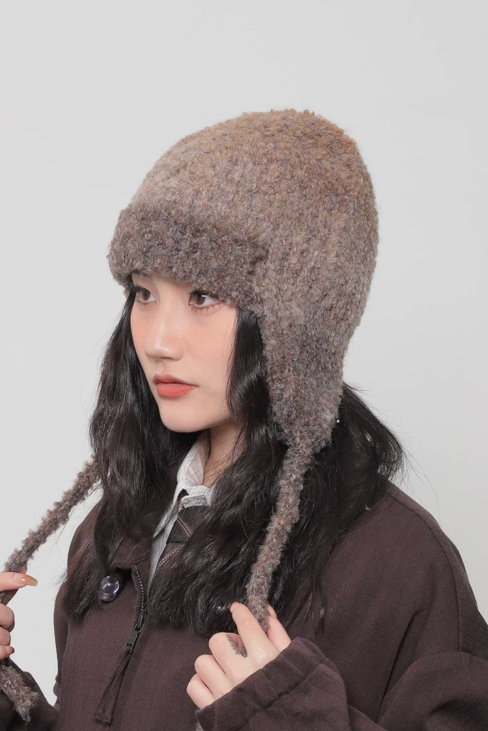 MELANGE EARFLAP KNIT CAP 11