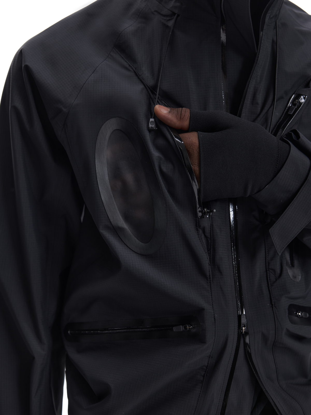 CURVED SEE-THROUGH WINDBREAKER JACKET