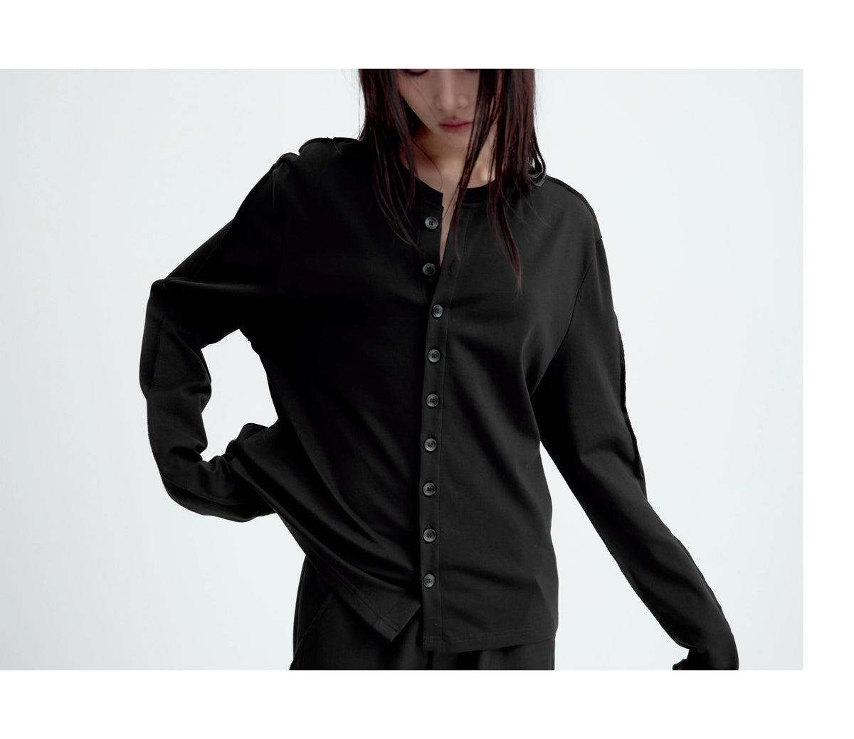 SATIN-TRIM LAYERED CARDIGAN