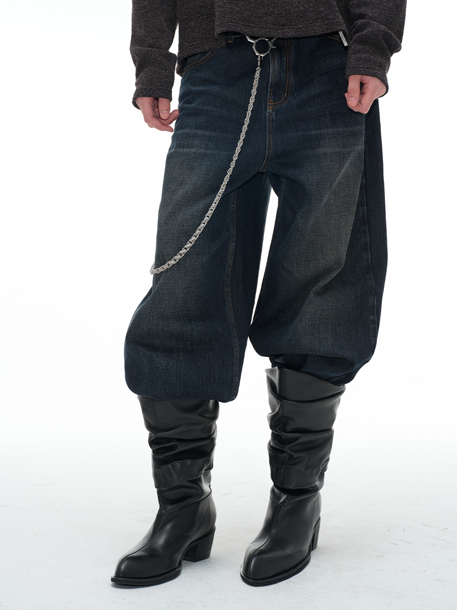 DISTRESSED COWHIDE KNIGHT BOOTS