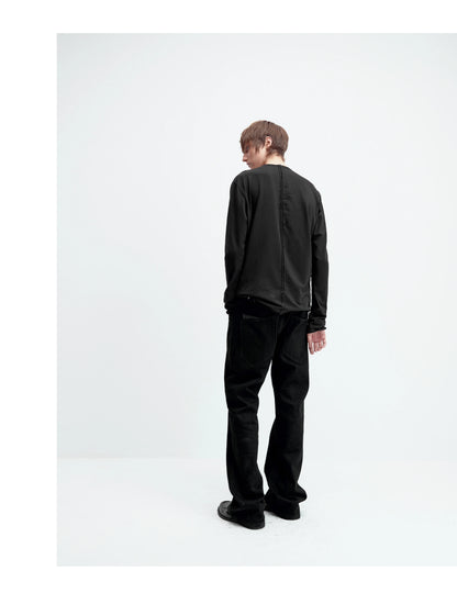 DOUBLE-LAYER PATCHWORK SLIM JEANS