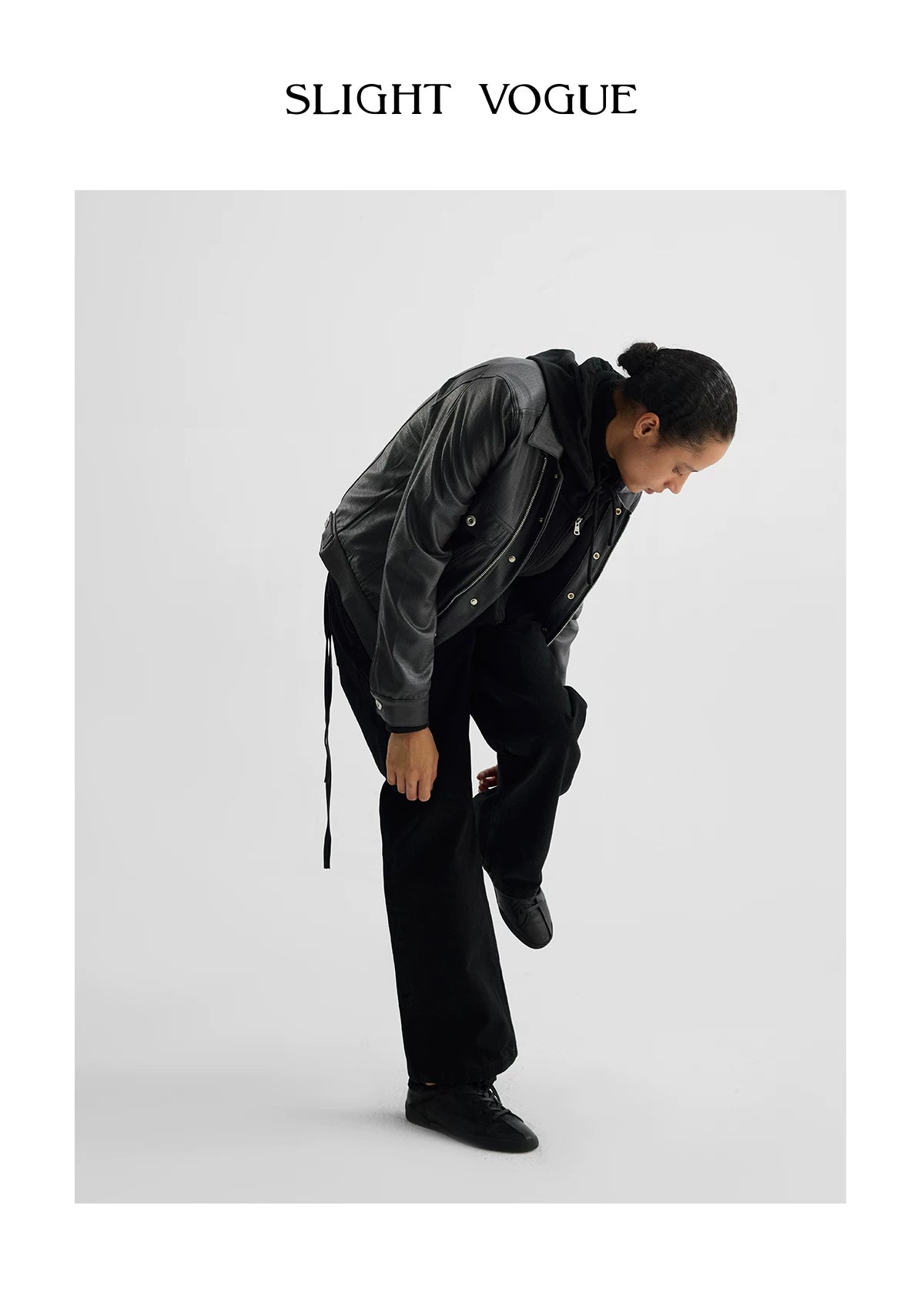 COATED TYPE THREE BIKER JACKET ブラック