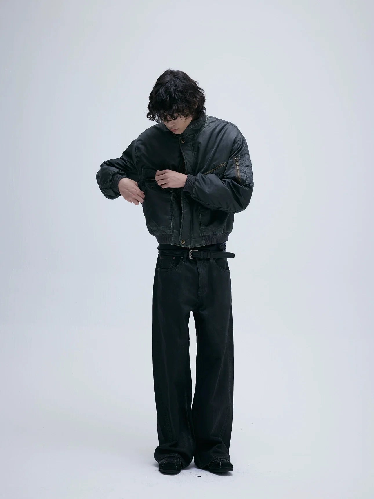 CROPPED A-LINE WAXED JEANS