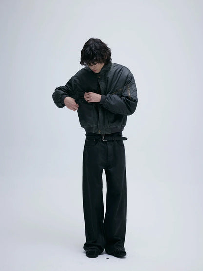 CROPPED A-LINE WAXED JEANS