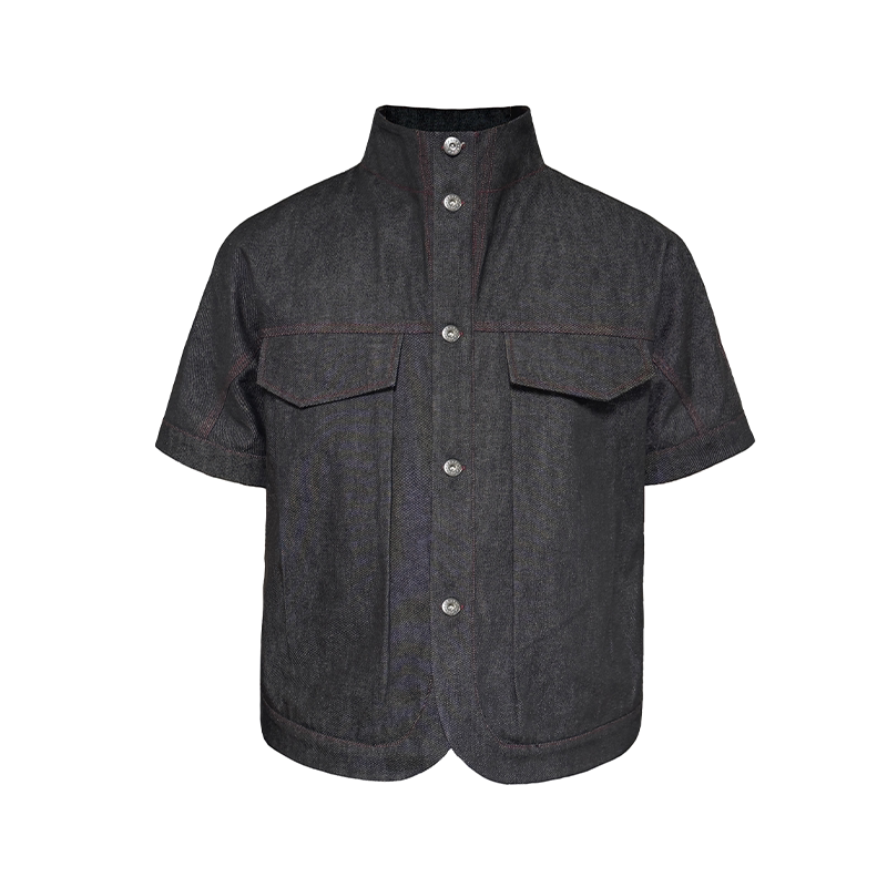 RAW DENIM SHIRT WITH SLITS