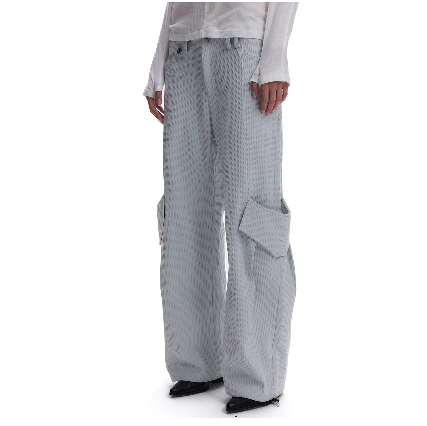 CASUAL WAFFLE-WEAVE POCKET PANTS