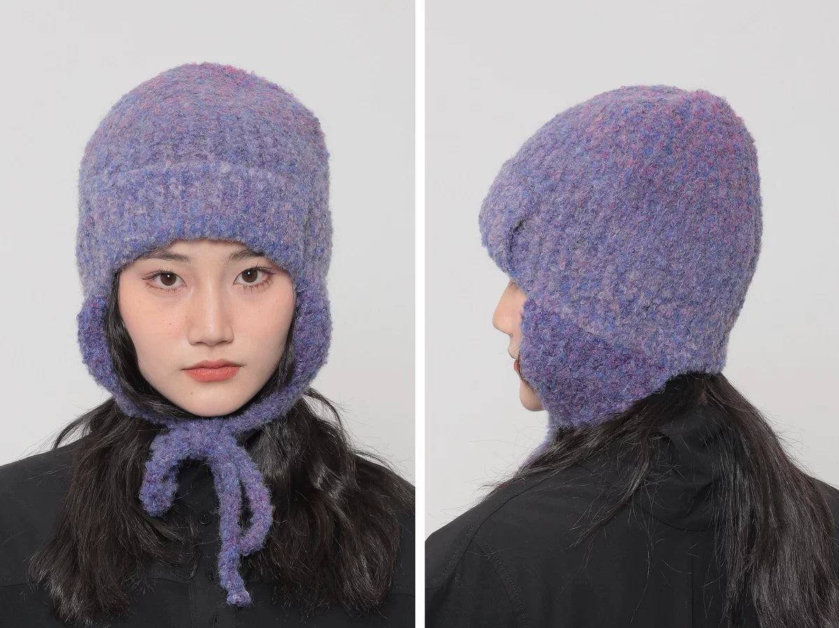 MELANGE EARFLAP KNIT CAP 16