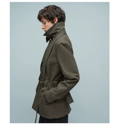 BELTED STAND COLLAR JACKET アーミーグリーン