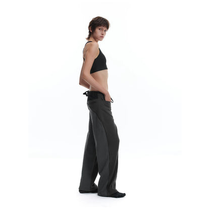 PATCHWORK SWEATPANTS WITH LEATHER CORDS